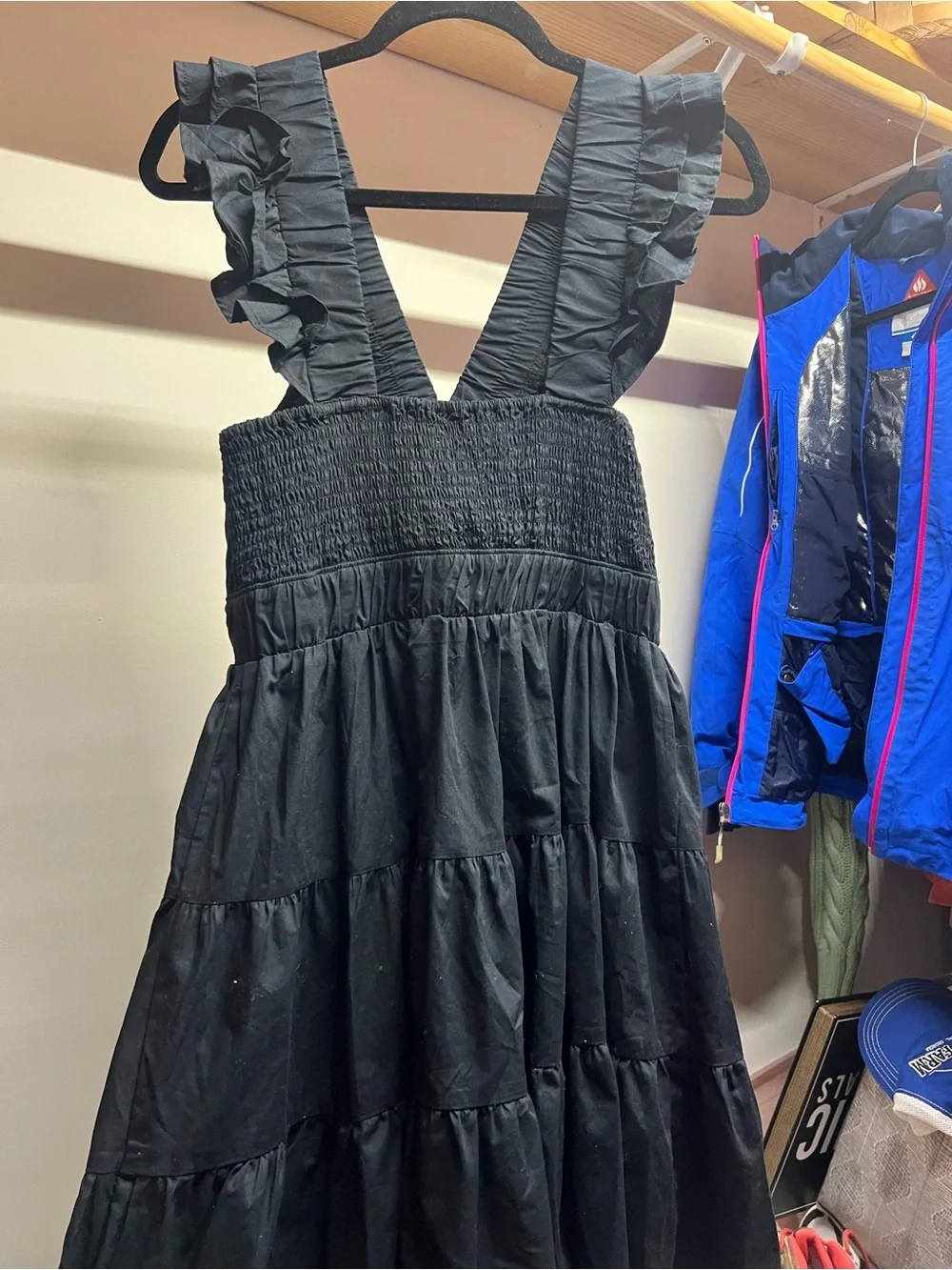 Abercrombie Black Ruffle V-Neck Tiered Mini Dress